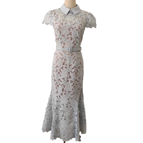 Self Portrait Blue Guipure Lace Midi Dress US 6 - Picture 5 of 10